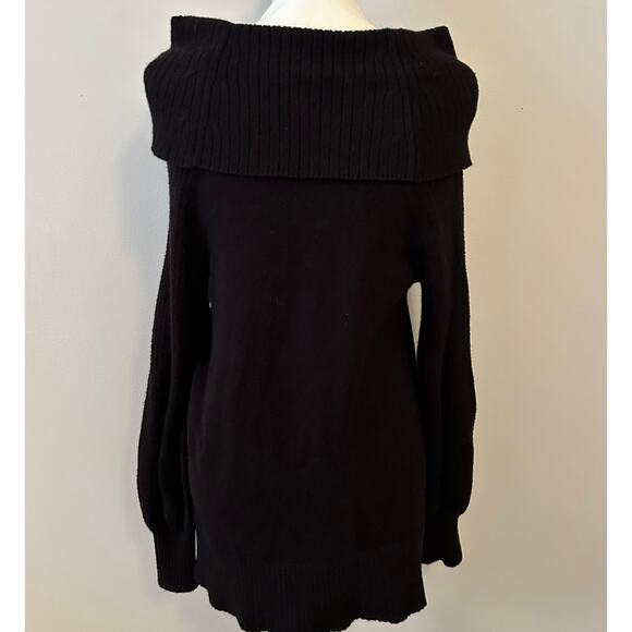 By Anthropologie Black Oversized Slouchy Off-Shoulder Sweater Blouse Top Size S - Picture 3 of 7